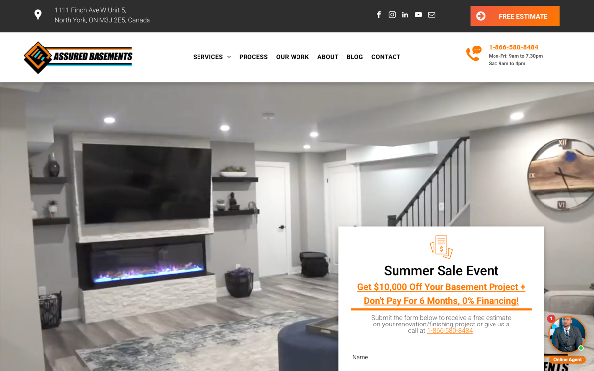 Assured Basements homepage