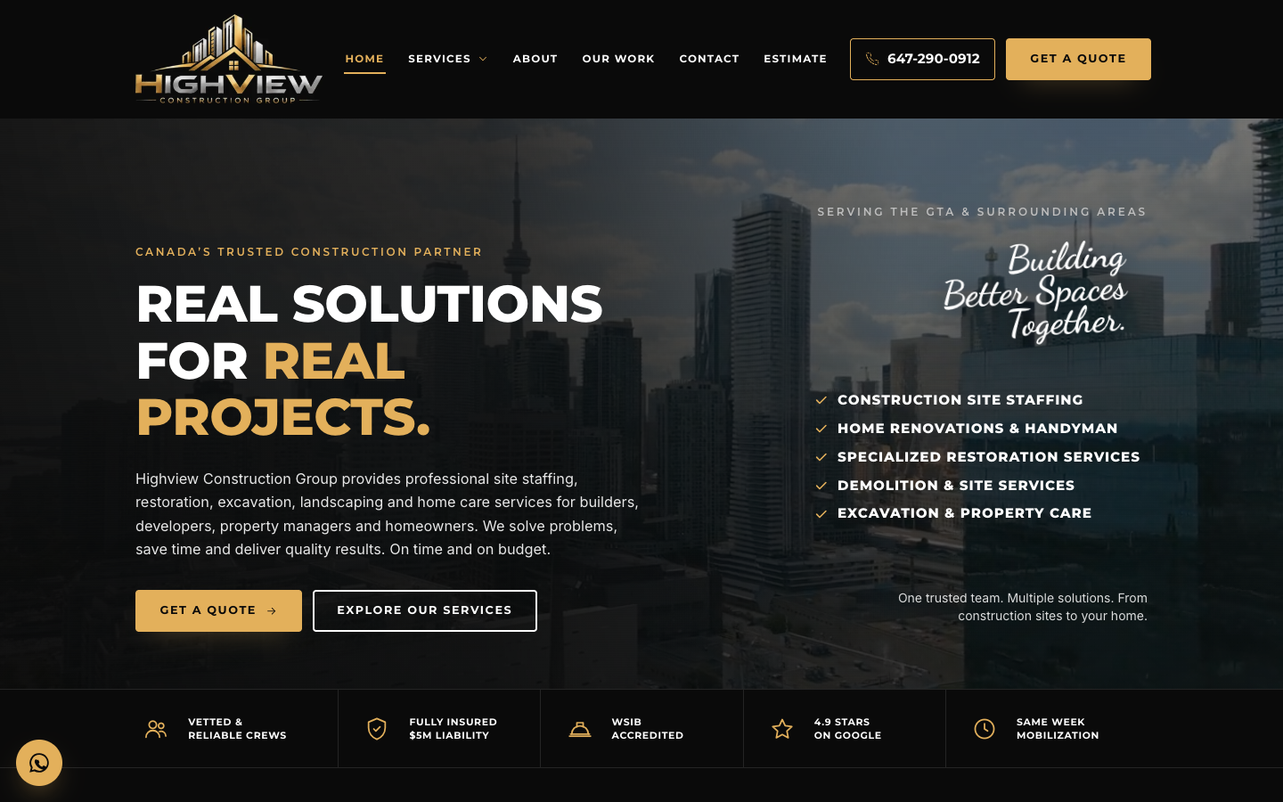 Highview Construction Group homepage