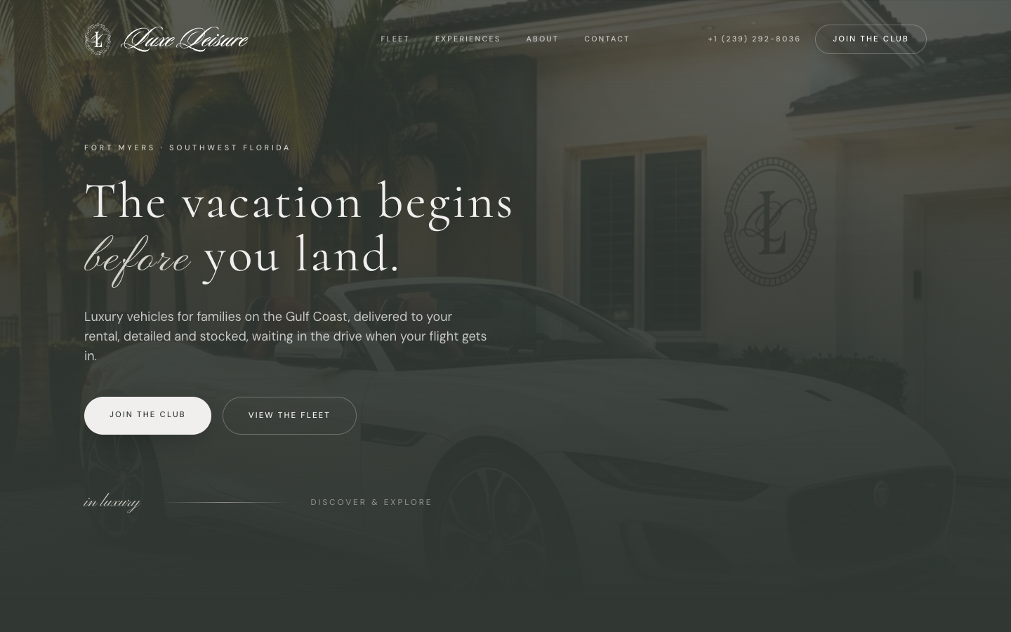 Luxe Leisure homepage